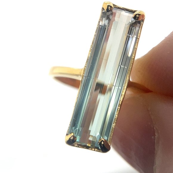 Bi Color Tourmaline 5.40ct Solid 14K Yellow Gold Ring - Picture 1 of 6